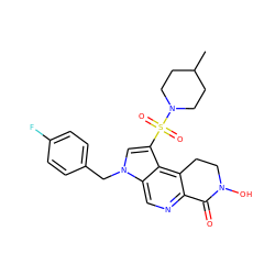 CC1CCN(S(=O)(=O)c2cn(Cc3ccc(F)cc3)c3cnc4c(c23)CCN(O)C4=O)CC1 ZINC000071318370