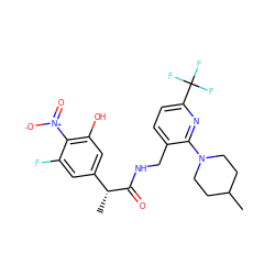 CC1CCN(c2nc(C(F)(F)F)ccc2CNC(=O)[C@H](C)c2cc(O)c([N+](=O)[O-])c(F)c2)CC1 ZINC000118199311