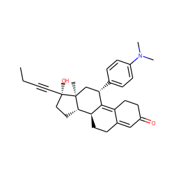 CCC#C[C@]1(O)CC[C@H]2[C@@H]3CCC4=CC(=O)CCC4=C3[C@@H](c3ccc(N(C)C)cc3)C[C@@]21C ZINC000098186622