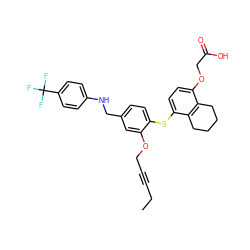 CCC#CCOc1cc(CNc2ccc(C(F)(F)F)cc2)ccc1Sc1ccc(OCC(=O)O)c2c1CCCC2 ZINC000042806443