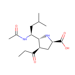 CCC(=O)[C@@H]1C[C@H](C(=O)O)N[C@H]1[C@H](CC(C)C)NC(C)=O ZINC000013645201