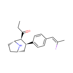 CCC(=O)[C@H]1[C@@H](c2ccc(/C=C(/C)I)cc2)C[C@@H]2CC[C@H]1N2 ZINC000013439775