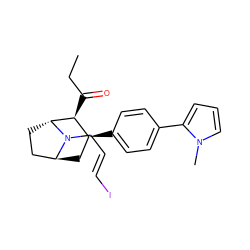 CCC(=O)[C@H]1[C@@H](c2ccc(-c3cccn3C)cc2)C[C@H]2CC[C@H]1N2C/C=C/I ZINC000100911923