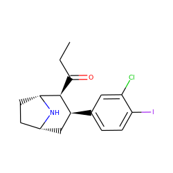 CCC(=O)[C@H]1[C@@H](c2ccc(I)c(Cl)c2)C[C@@H]2CC[C@H]1N2 ZINC000013439761