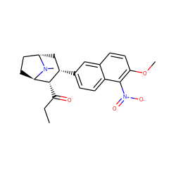 CCC(=O)[C@H]1[C@@H](c2ccc3c([N+](=O)[O-])c(OC)ccc3c2)C[C@H]2CC[C@H]1N2C ZINC000100791160