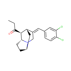 CCC(=O)[C@H]1[C@H]2C[C@H]3CC[C@H]1N3C/C2=C\c1ccc(Cl)c(Cl)c1 ZINC000253633384