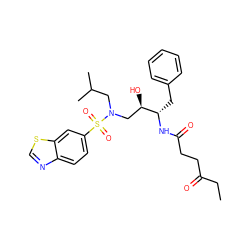 CCC(=O)CCC(=O)N[C@@H](Cc1ccccc1)[C@H](O)CN(CC(C)C)S(=O)(=O)c1ccc2ncsc2c1 ZINC000044362286