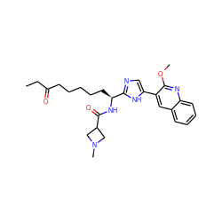 CCC(=O)CCCCC[C@H](NC(=O)C1CN(C)C1)c1ncc(-c2cc3ccccc3nc2OC)[nH]1 ZINC000035803333