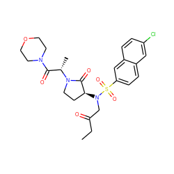 CCC(=O)CN([C@H]1CCN([C@@H](C)C(=O)N2CCOCC2)C1=O)S(=O)(=O)c1ccc2cc(Cl)ccc2c1 ZINC000014950166