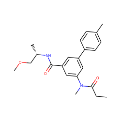 CCC(=O)N(C)c1cc(C(=O)N[C@@H](C)COC)cc(-c2ccc(C)cc2)c1 ZINC000142627317