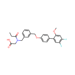 CCC(=O)N(CC(=O)O)Cc1cccc(COc2ccc(-c3cc(F)c(F)cc3OC)cc2)c1 ZINC000117766658