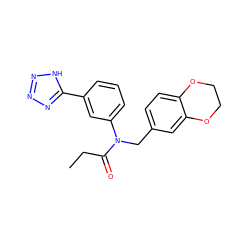 CCC(=O)N(Cc1ccc2c(c1)OCCO2)c1cccc(-c2nnn[nH]2)c1 ZINC000084710804