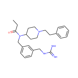 CCC(=O)N(Cc1cccc(CNC(=N)N)c1)C1CCN(CCc2ccccc2)CC1 ZINC000049068204