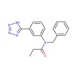 CCC(=O)N(Cc1ccccc1)c1cccc(-c2nnn[nH]2)c1 ZINC000084707825