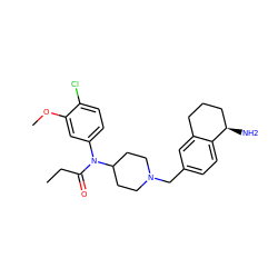 CCC(=O)N(c1ccc(Cl)c(OC)c1)C1CCN(Cc2ccc3c(c2)CCC[C@H]3N)CC1 ZINC000473117953