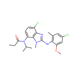 CCC(=O)N(c1ccc(Cl)c2nc(Nc3c(C)cc(Cl)cc3OC)n(C)c12)C(C)C ZINC000207271842