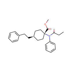 CCC(=O)N(c1ccccc1)[C@]1(C(=O)OC)CC[C@@H](CCc2ccccc2)CC1 ZINC000299834655