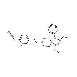 CCC(=O)N(c1ccccc1)C1(C(=O)OC)CCN(CCc2ccc(N=[N+]=[N-])c(I)c2)CC1 ZINC000026496243