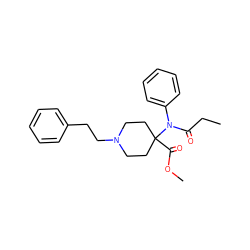 CCC(=O)N(c1ccccc1)C1(C(=O)OC)CCN(CCc2ccccc2)CC1 ZINC000004215196