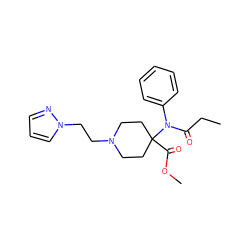 CCC(=O)N(c1ccccc1)C1(C(=O)OC)CCN(CCn2cccn2)CC1 ZINC000000597115