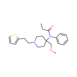 CCC(=O)N(c1ccccc1)C1(COC)CCN(CCc2cccs2)CC1 ZINC000000538386