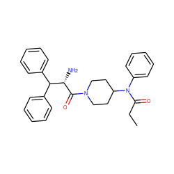 CCC(=O)N(c1ccccc1)C1CCN(C(=O)[C@@H](N)C(c2ccccc2)c2ccccc2)CC1 ZINC000028703162