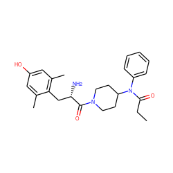 CCC(=O)N(c1ccccc1)C1CCN(C(=O)[C@@H](N)Cc2c(C)cc(O)cc2C)CC1 ZINC000028703149