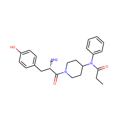 CCC(=O)N(c1ccccc1)C1CCN(C(=O)[C@@H](N)Cc2ccc(O)cc2)CC1 ZINC000028703150