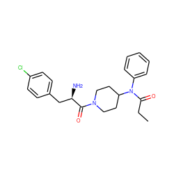 CCC(=O)N(c1ccccc1)C1CCN(C(=O)[C@H](N)Cc2ccc(Cl)cc2)CC1 ZINC000028703154