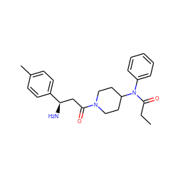 CCC(=O)N(c1ccccc1)C1CCN(C(=O)C[C@@H](N)c2ccc(C)cc2)CC1 ZINC000028703168