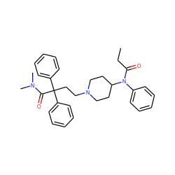 CCC(=O)N(c1ccccc1)C1CCN(CCC(C(=O)N(C)C)(c2ccccc2)c2ccccc2)CC1 ZINC000043195279