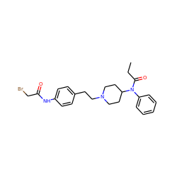 CCC(=O)N(c1ccccc1)C1CCN(CCc2ccc(NC(=O)CBr)cc2)CC1 ZINC000029331856