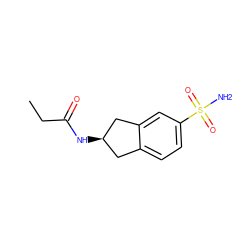 CCC(=O)N[C@@H]1Cc2ccc(S(N)(=O)=O)cc2C1 ZINC000013686426