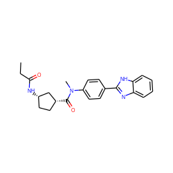 CCC(=O)N[C@H]1CC[C@@H](C(=O)N(C)c2ccc(-c3nc4ccccc4[nH]3)cc2)C1 ZINC000072125223