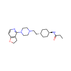 CCC(=O)N[C@H]1CC[C@H](CCN2CCN(c3nccc4c3CCO4)CC2)CC1 ZINC000261105028