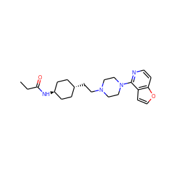 CCC(=O)N[C@H]1CC[C@H](CCN2CCN(c3nccc4occc34)CC2)CC1 ZINC000261087821