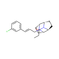 CCC(=O)N1[C@H]2CC[C@H]1[C@H]1CC[C@@H]2N1C/C=C/c1cccc(Cl)c1 ZINC000100854368