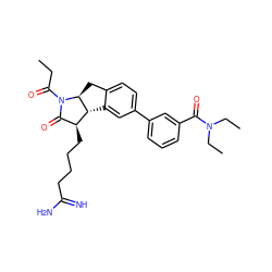 CCC(=O)N1C(=O)[C@H](CCCCC(=N)N)[C@H]2c3cc(-c4cccc(C(=O)N(CC)CC)c4)ccc3C[C@@H]21 ZINC000029398670