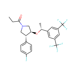 CCC(=O)N1C[C@@H](O[C@H](C)c2cc(C(F)(F)F)cc(C(F)(F)F)c2)[C@H](c2ccc(F)cc2)C1 ZINC000028961452