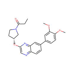 CCC(=O)N1CC[C@@H](Oc2cnc3ccc(-c4ccc(OC)c(OC)c4)cc3n2)C1 ZINC001772583189