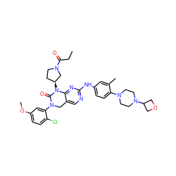 CCC(=O)N1CC[C@H](N2C(=O)N(c3cc(OC)ccc3Cl)Cc3cnc(Nc4ccc(N5CCN(C6COC6)CC5)c(C)c4)nc32)C1 ZINC001772583645