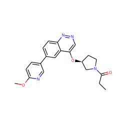 CCC(=O)N1CC[C@H](Oc2cnnc3ccc(-c4ccc(OC)nc4)cc23)C1 ZINC001772616243