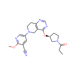 CCC(=O)N1CC[C@H](Oc2ncnc3c2CN(c2cnc(OC)c(C#N)c2)CC3)C1 ZINC000113566734