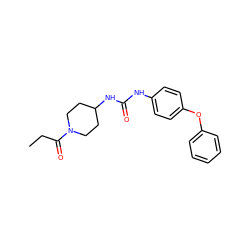 CCC(=O)N1CCC(NC(=O)Nc2ccc(Oc3ccccc3)cc2)CC1 ZINC000064539679