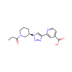 CCC(=O)N1CCC[C@@H](n2cc(-c3cc(C(=O)O)ccn3)nn2)C1 ZINC000473136533