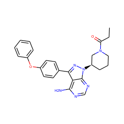 CCC(=O)N1CCC[C@@H](n2nc(-c3ccc(Oc4ccccc4)cc3)c3c(N)ncnc32)C1 ZINC000098207958