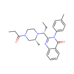 CCC(=O)N1CCN([C@H](CC)c2nc3ccccc3c(=O)n2-c2ccc(C)cc2)[C@H](C)C1 ZINC001772576170