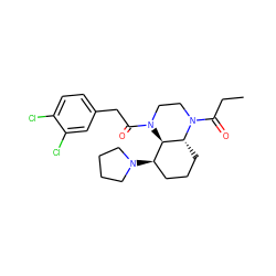 CCC(=O)N1CCN(C(=O)Cc2ccc(Cl)c(Cl)c2)[C@@H]2[C@H](N3CCCC3)CCC[C@H]21 ZINC000145326059