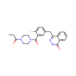 CCC(=O)N1CCN(C(=O)c2cc(Cc3n[nH]c(=O)c4ccccc34)ccc2F)CC1 ZINC000040956101