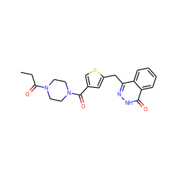 CCC(=O)N1CCN(C(=O)c2csc(Cc3n[nH]c(=O)c4ccccc34)c2)CC1 ZINC000299833145